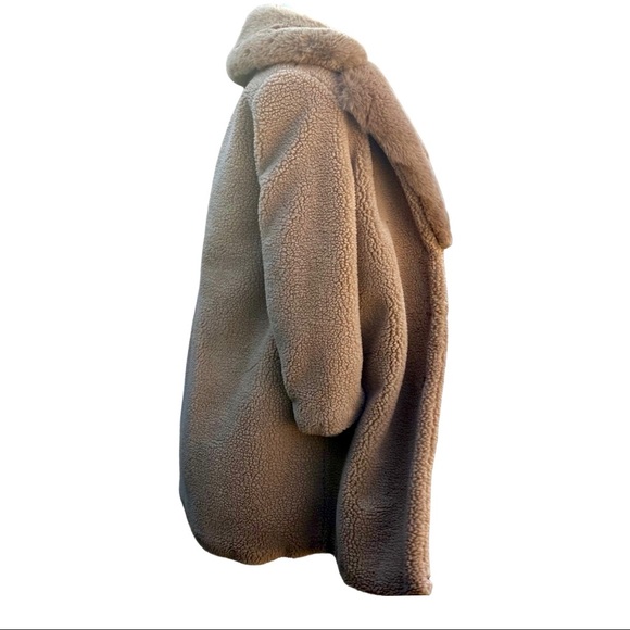 LIGHT BROWN/TAN NEW YORK & COMPANY WINTER FUR COAT WITH FULL FUR COLLAR NWT - Picture 6 of 6